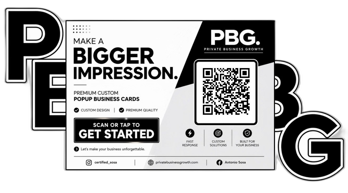 PBG Pop-Up Business Card — open